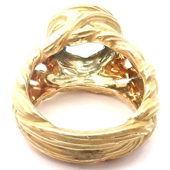 Authentic! Angela Cummings 18k Yellow Gold Large Aquamarine Ring - Picture 3 of 8